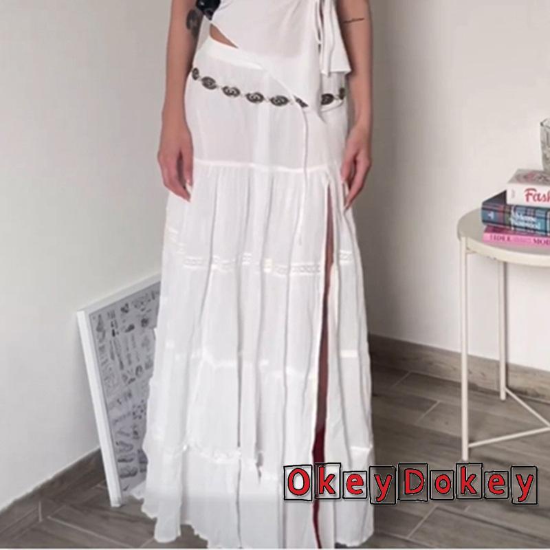 Chân Váy Midi Dài Lưng Thun Rút Dây Màu Trơn Dành Cho Nữ
