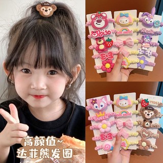 MEOWU Set 3 Cột Tóc Cartoon Hoạt Hình Phong Cách Hàn Quốc Cho Nữ Bé Gái