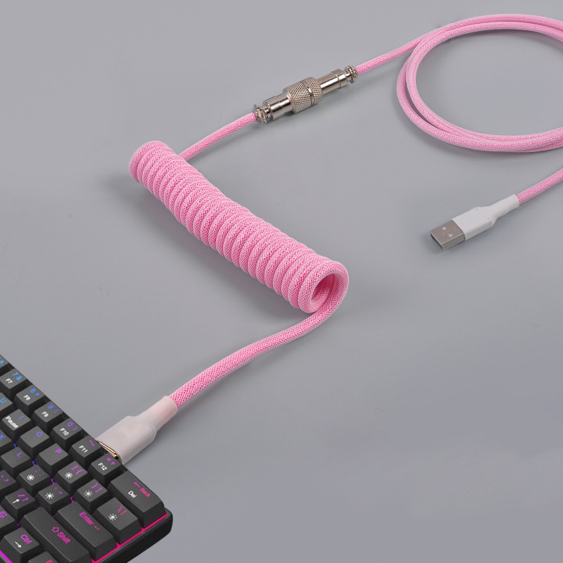 Mô tả Tùy chỉnh một lớp PET cơ khí bàn phím cuộn USB để loại C Mini Mini xoắn ốc cáp đầy màu sắc GX12 Aeroscoket - 6