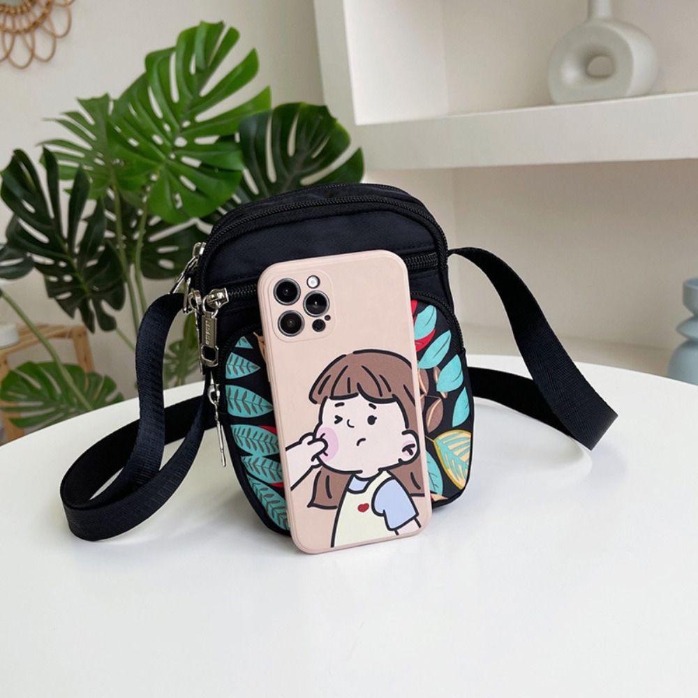 Túi vuông nhỏ HOBBYIN, Túi đeo vai Mini Nylon, Gói ngực nhiều lớp in thời trang Nam Nữ