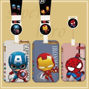 YT2 Marvel Iron Man Người Nhện Cắt ferrule Hoạt Hình Dễ Thương Móc Khóa Bộ Thẻ Sinh Viên Thẻ Bữa Ăn Thẻ Xe Buýt Thẻ Làm Việc Bộ