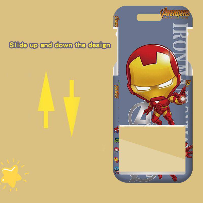 YT2 Marvel Iron Man Người Nhện Cắt ferrule Hoạt Hình Dễ Thương Móc Khóa Bộ Thẻ Sinh Viên Thẻ Bữa Ăn Thẻ Xe Buýt Thẻ Làm Việc Bộ