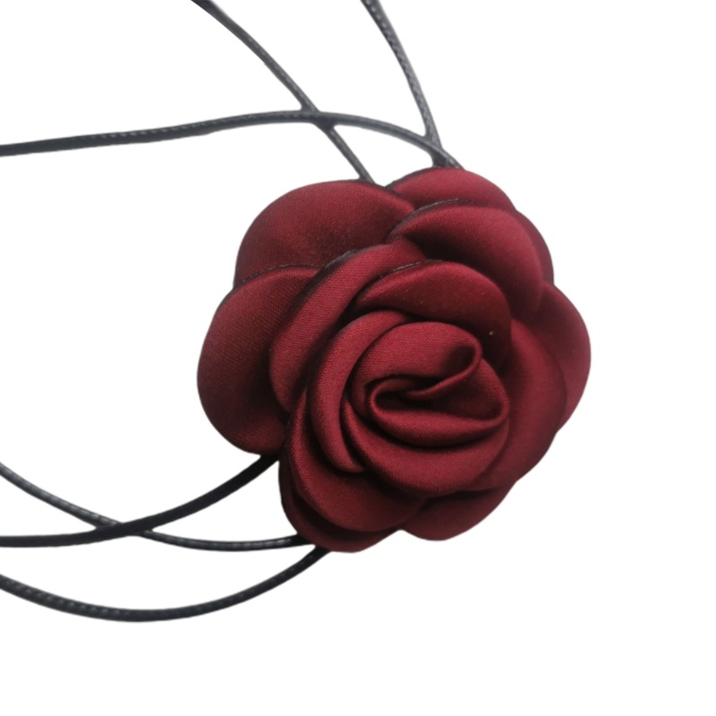 ❀❀Fine Vòng Cổ choker Dây Mảnh Màu Đen Đính Hoa Trà Phong Cách retro Cá Tính Dành Cho Nữ