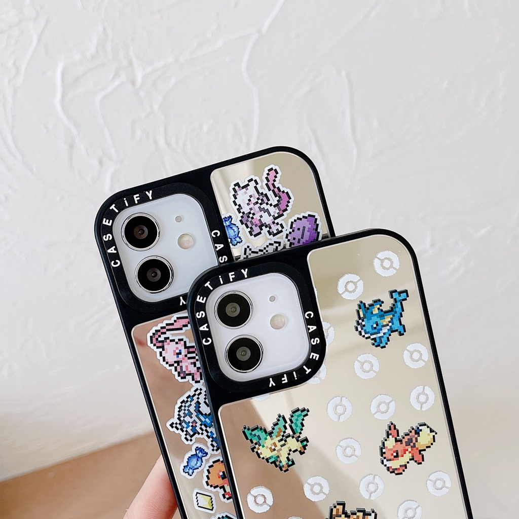 Gương Pokémon Pikachu 8bit Pixel Dễ Thương Anime Nhật Bản Hoạt Hình Trò Chơi Vỏ Cứng Vỏ Tương Thích Cho iPhone 16 Pro Max Plus 15 / 14 / 13 / 12 / 11 / X / XS / XR / SE / 8 / 7 / 6