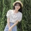 Áo Kiểu Tay Phồng Ngắn Họa Tiết Hoa Ngọt Ngào Thời Trang Mùa Hè Cho Nữ áo kiểu ren