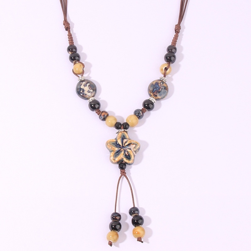 Vòng Cổ Choker Hạt Gốm Nhiều Màu Hình Hoa Tua Rua Phong Cách Bohemian Dành Cho Nữ
