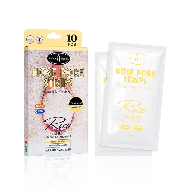 Hộp 10 Miếng Dán Lột Mụn Aichun Chiết Xuất Gạo Làm Sạch Mụn Đầu Đen Bã Nhờn Và Thu Nhỏ Lỗ Chân Lông