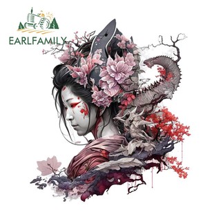 EARLFAMILY 13cm x 11.4cm Nhật Bản Geisha Xe Dán Cho Xe Máy Aquaflask Laptop Chống Thấm Nước Cá Tính Kiểu Dáng Xe