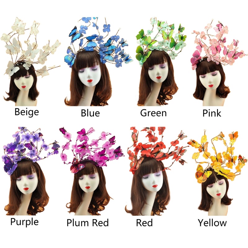 DASBSUG Bướm Fascininator Băng Đô Nữ Monarch Bướm Đầu Vương Miện