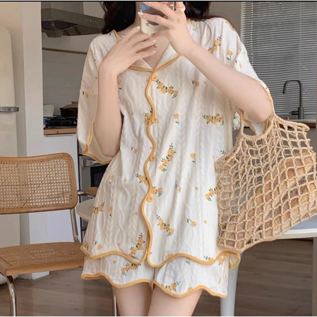 Váy Ngủ	Pyjama-Bộ Đồ Ngủ Mỏng Mùa Hè Tay Ngắn Phong Cách Mới 2023 Cho Nữ [Lff0707]