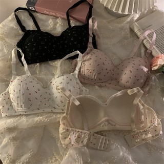 Áo Lót Nâng Ngực Không Gọng Không Đường May Họa Tiết Hoa Thời Trang Cho Nữ Size 32-38AB