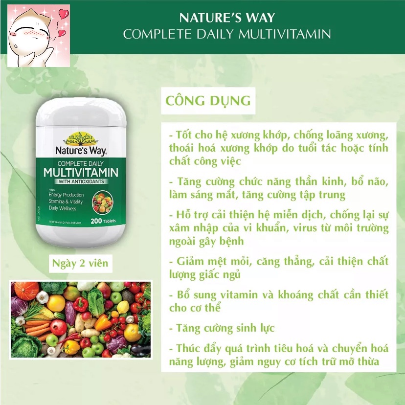 Vitamin tổng hợp và tảo biển Úc, Tảo xoắn Multivitamin Nature's way 200 viên