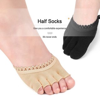 Mới Năm Ngón Chân Trước Miếng Lót Nữ Giày Cao Gót Chống Mòn Nửa Tất Ren Ren Vô Hình Tất Calluses Ngô Chăm Sóc Đau Chân