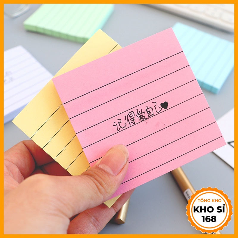 Giấy note ghi chú có dòng kẻ sắc màu, giấy nhớ có dòng kẻ hình vuông ...