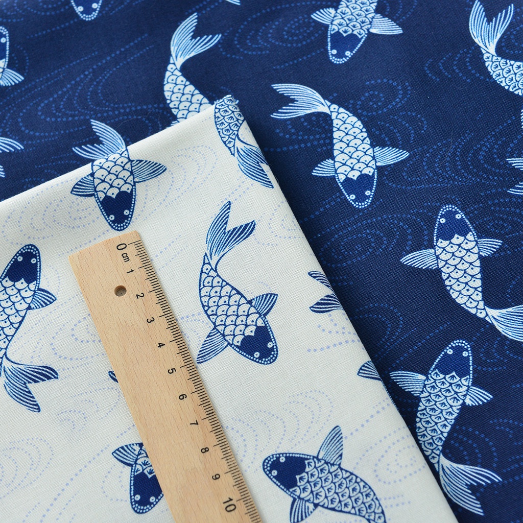 In Màu Xanh Nhuộm Vải Cotton Handmade Tự Làm Phong Cách Trung Hoa Nghệ Thuật Cotton Vải Nửa Mét TJ20456