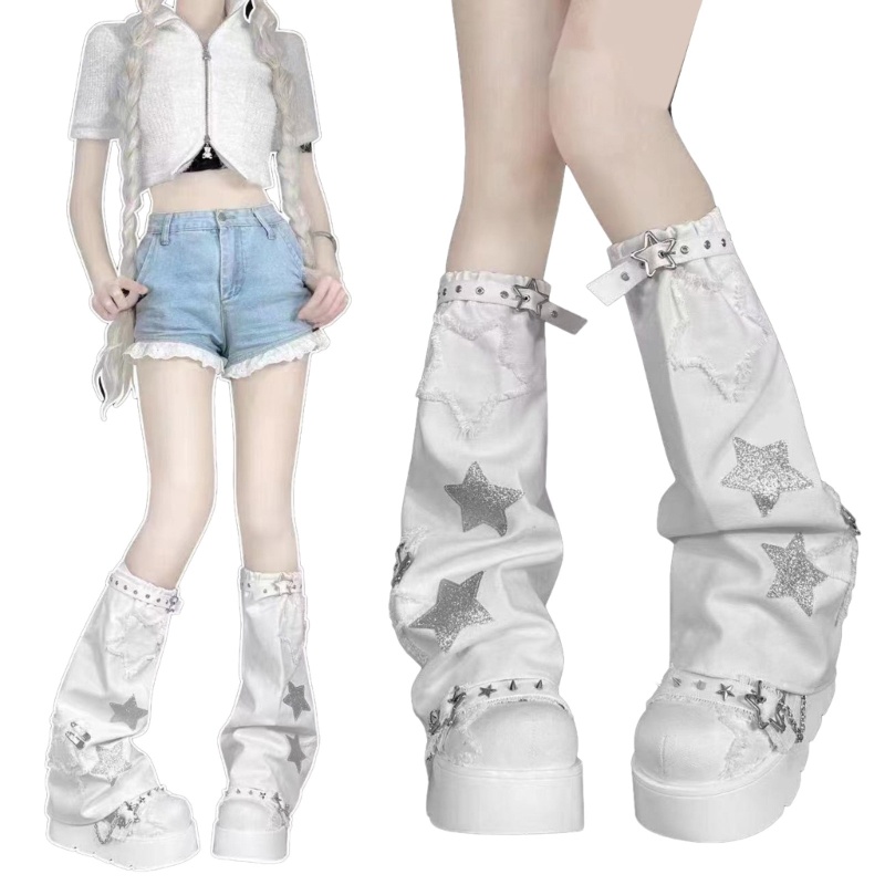 King y2k bandage belt socks gothic leg warmers punk style girls vớ nhật bản