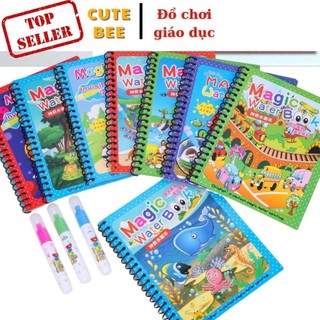 Combo 3 Sách Tô Màu Nước Ma Thuật Cho Bé (Tặng Bút) CUTE BEE-  Magic Water Book tái sử dụng nhiều lần