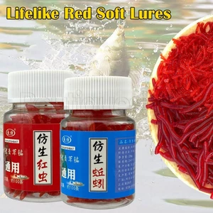 50/100 cái giun đỏ mồi mềm câu cá thu hút / đồ bơi tôm giả / mồi câu cá thực tế mồi giun đất mô phỏng / mồi câu cá bằng silicon nhân tạo
