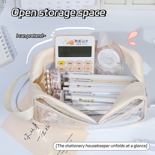 Ins simple pencil case trong suốt dung lượng lớn túi đựng bút không thấm nước hàn quốc cho sinh viên hộp lưu trữ văn phòng phẩm cung cấp trường học