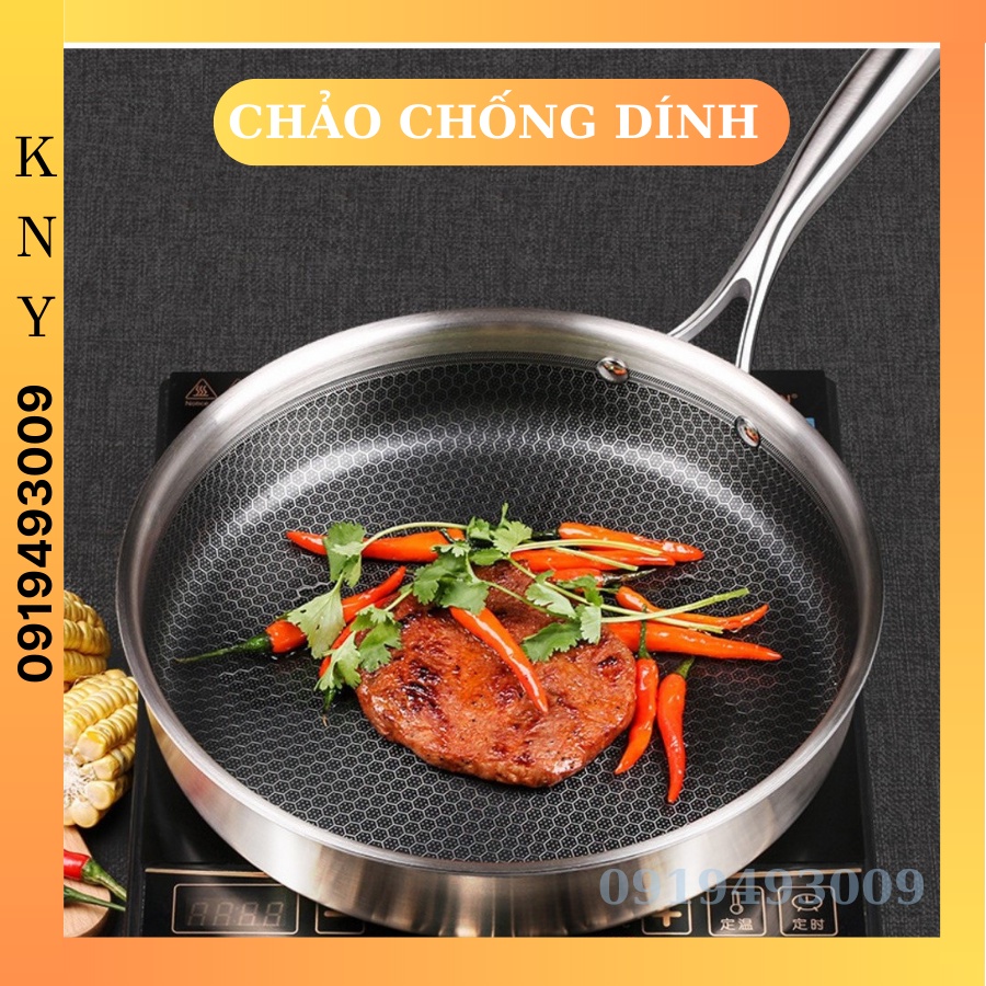 Chảo chống dính 5 lớp inox 304 khắc laser tổ ong 28cm đáy bằng (chuyên ...