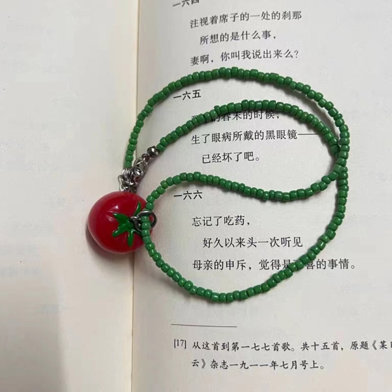 Elega Vòng Cổ choker Nhiều Lớp Hạt Cà Chua Dễ Thương Cá Tính dopamine Ngọt Ngào