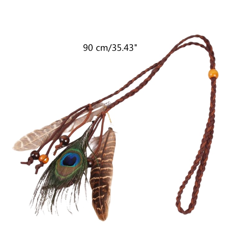 Cooo Băng Đô Cài Tóc Đính Lông Vũ Phong Cách Boho Sáng Tạo Kiểu Ấn Độ