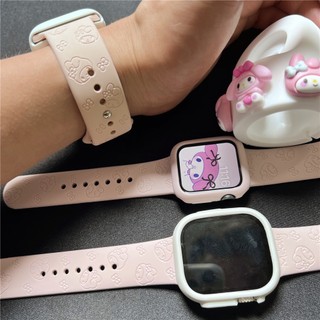 Dây Đeo Đồng Hồ Bằng Silicone 49mm Dập Nổi Họa Tiết My Melody 3D Cho iWatch S8 7 SE 6 5 4 3 2 1 (49mm 45mm 44mm 42mm 41mm 40mm 38mm)