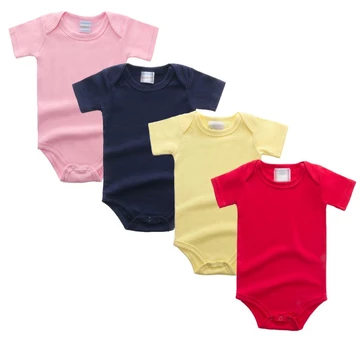 Quần Áo Trẻ Em Màu Trơn Romper Quần Áo Trẻ Em Jumpsuit Áo Liền Quần Ngắn Tay Cho Bé Tam Giác Quần Áo Bé Quần Áo