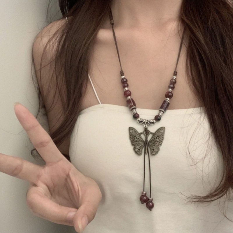 Vòng cổ Mặt Hình Bướm Phong Cách Vintage Thanh Lịch Cho Nữ