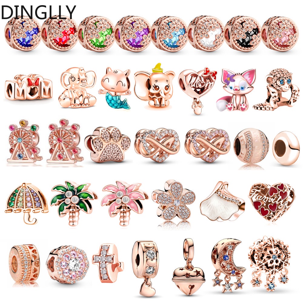 Hạt Charm Hình Hoa Cúc / Voi / Cá Màu Vàng Hồng Dùng Làm Trang Sức Diy