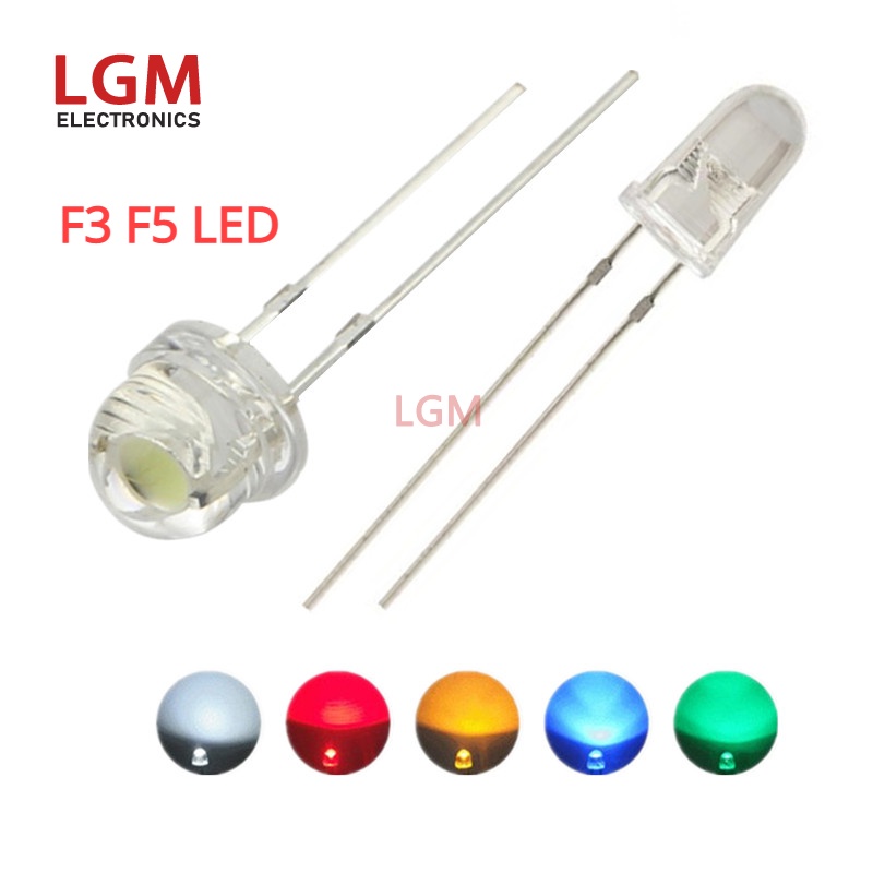 100 Đèn LED Diode F3 F5 3mm 5mm Trong Suốt Siêu Sáng | Shopee Việt Nam