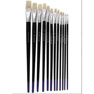 Cọ Vẽ Đầu Vuông Đai Bạc bộ 12 cây - COLORMATE