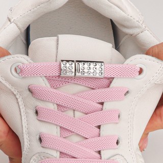 MỚI Từ Kim Cương Giả Trang Trí Không Dây Buộc Giày Dây Giày Không Dây Đàn Hồi Ren Sneaker Trẻ Em Người Lớn Mở Rộng Dây Giày Phẳng