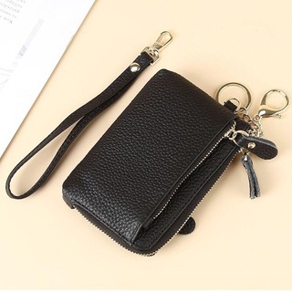 AllGIFT Ví ALLGIFT, Nhiều Khe Cắm Thẻ Ví Dây Kéo Màu Trơn, Da Bò Nhỏ Đa Chức Năng Móc Khóa Ví Nữ