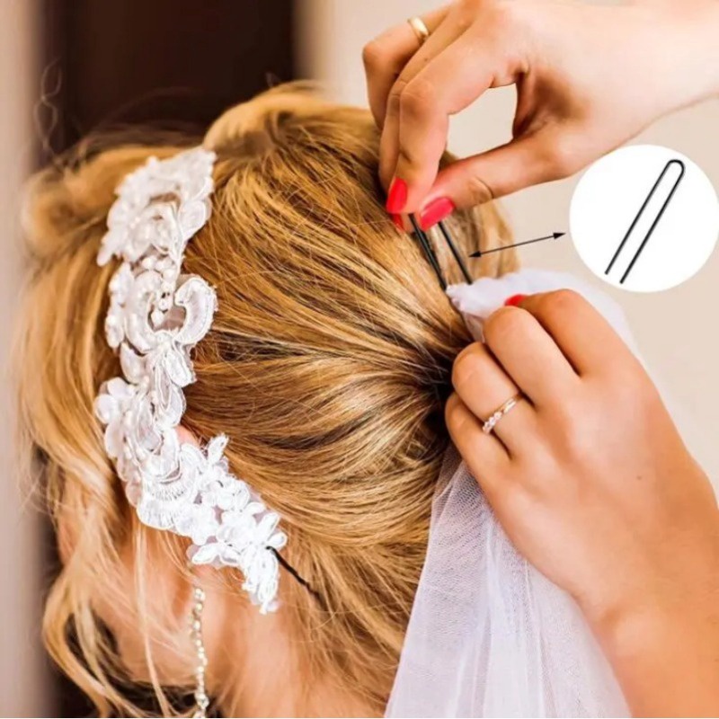 [tính Năng] lược kẹp tóc phong cách hàn quốc / trang trí phụ kiện tóc đơn giản / dụng cụ tạo kiểu tóc thời trang cho nữ / kẹp tóc xoăn bện hình chữ u / kẹp tóc búi đen