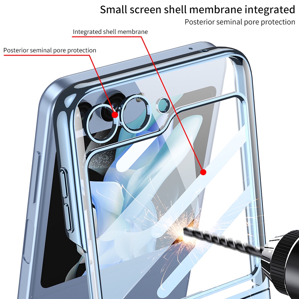 Vỏ điện thoại trong suốt mạ điện cho samsung galaxy z flip 5 flip5 5g trong suốt vỏ bảo vệ chống va đập cứng siêu mỏng