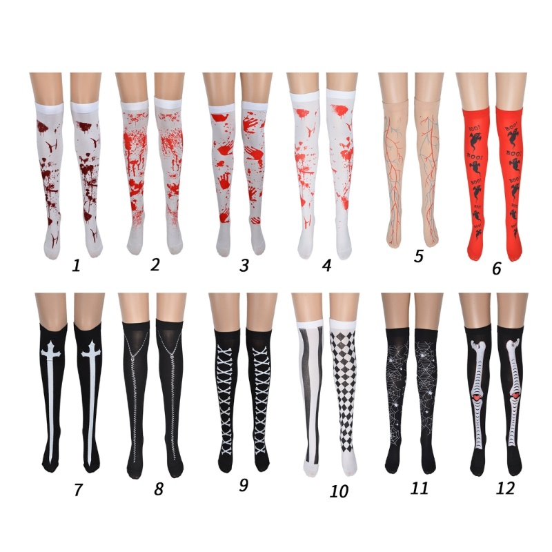 Tất Phong Cách Halloween với Họa Tiết Ma Quái đến đầu gối