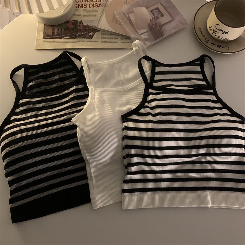 Milyfashion Áo Hai Dây Có Đệm Ngực Họa Tiết Kẻ Sọc Thời Trang Mới Phù Hợp Với Nữ