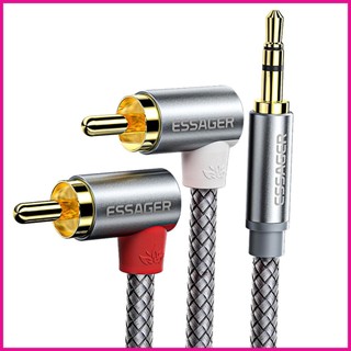 Dây Cáp Âm Thanh RCA Nối Cổng 2RCA Với Giắc 3.5mm Và Cổng AUX Góc 90 Độ Cho Máy Khuếch Đại Âm Thanh