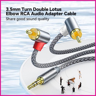 Dây Cáp Âm Thanh RCA Nối Cổng 2RCA Với Giắc 3.5mm Và Cổng AUX Góc 90 Độ Cho Máy Khuếch Đại Âm Thanh