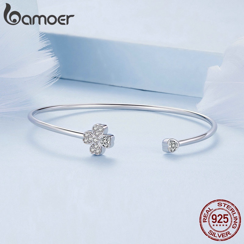 Vòng Tay Hở May Mắn Bamoer S925 Có Thể Điều Chỉnh Kích Thước Dành Cho Nữ