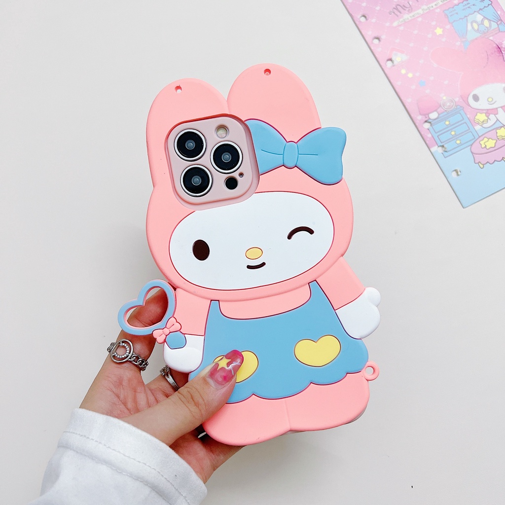 Realme 5 6 6S 7 8 9 Pro 9i 8i 7i 6i 5i 5s C3 C17 C15 C12 C11 C21Y C21 C31 C35 C20 V5 V11 X7 PRO A76 A96 Vỏ điện thoại Meredith hoạt hình dễ thương Cao su silicon mềm có dây buộc Vỏ