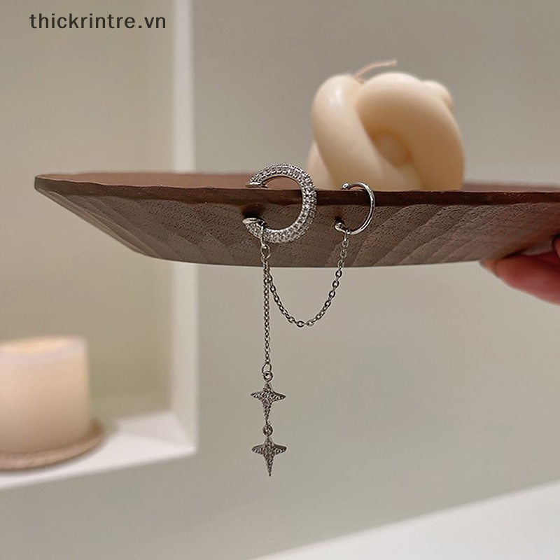Khuyên Kẹp Vành Tai Không Xỏ Lỗ Đính Đá Pha Lê Lấp Lánh Thời Trang Cho Nữ