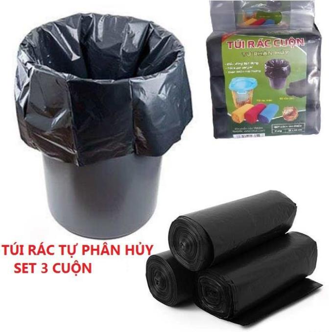 Túi Đựng Rác Tự Phân Hủy Sinh Học TAHUFA Set 3 Cuộn 1kg Túi Nilon Đựng ...