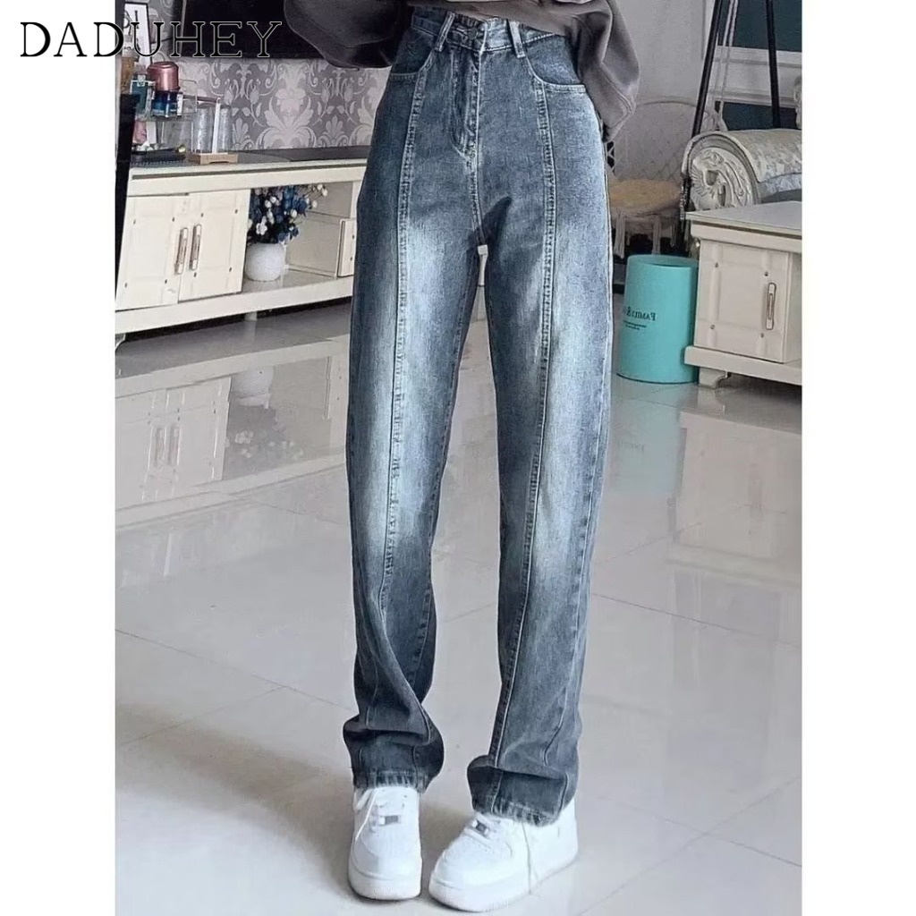 Ảnh Quần jeans DADUHEY ống đứng lưng cao phong cách đường phố Mỹ cổ điển cao cấp dành cho nữ cỡ lớn 3