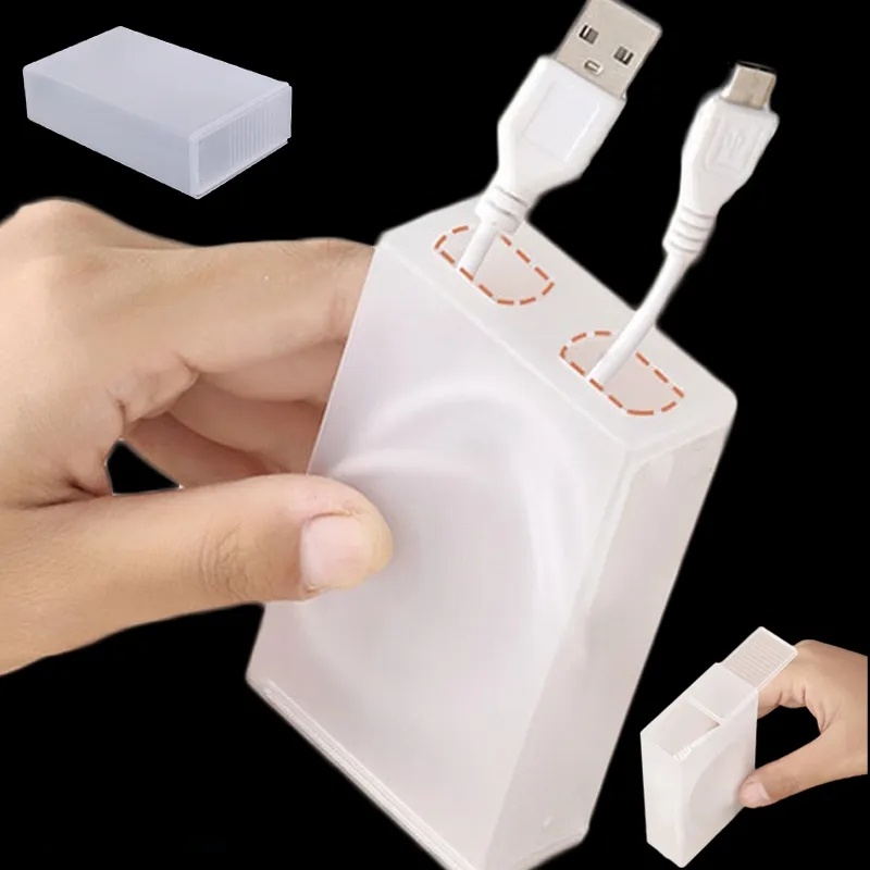Hộp Nhựa Trong Suốt Hình Chữ Nhật Có Nắp Trượt Đựng Dây Cáp Dữ Liệu / Trang Sức Để Bàn