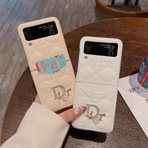 Thiết kế da sang trọng Vỏ điện thoại gấp da cừu cho Samsung Galaxy Z Flip 3 4 5 6 Vỏ cho Z Flip6 Trend Style thiết kế độc đáo Vỏ chống móc