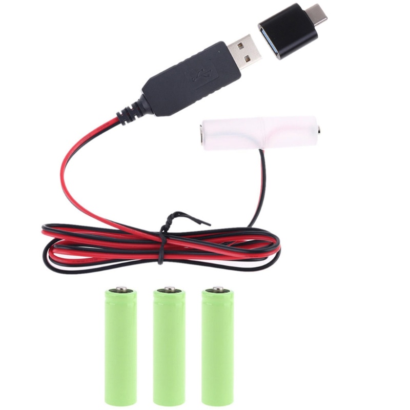 Ann AA Bộ chuyển đổi pin giả có thể tháo rời Thay thế dây cáp nguồn USB
