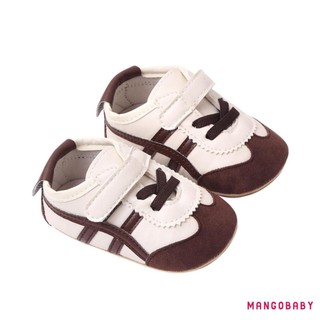 Mg-infant Baby Boys Girls Moccasins Giày thể thao sọc màu tương phản Da PU Đế chống trượt Prewalker Giày tập đi đầu tiên