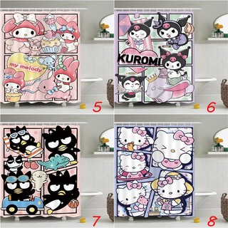 Rèm tắm Sanrio Polyester chống thấm, họa tiết Cinnamoroll/Kuromi/Hello Kitty/Melody, bộ có móc, trang trí phòng tắm trẻ em
